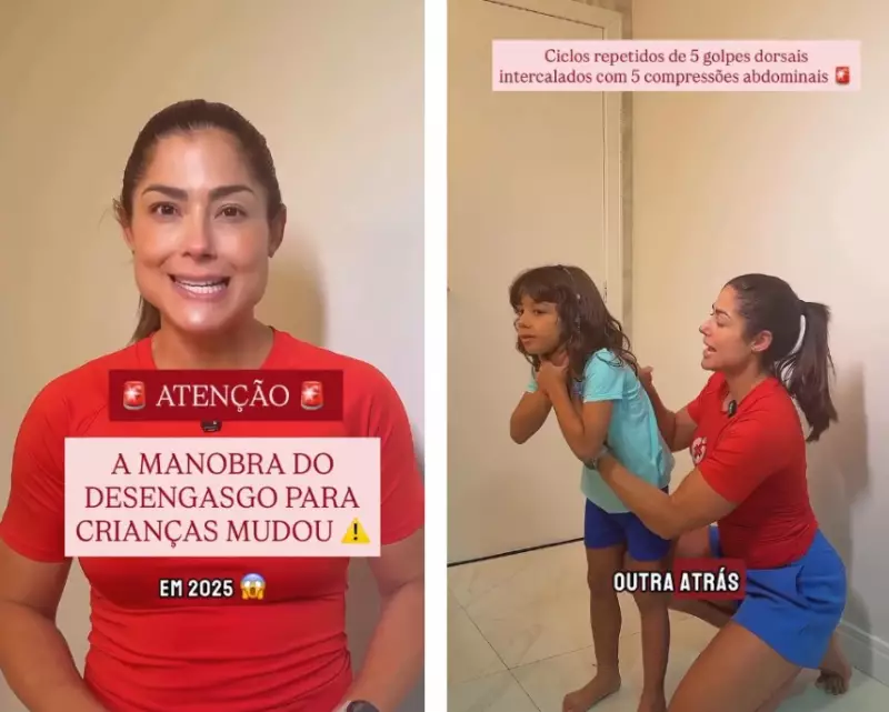 Bombeira salva filha do engasgo com técnica inovadora que viraliza nas redes