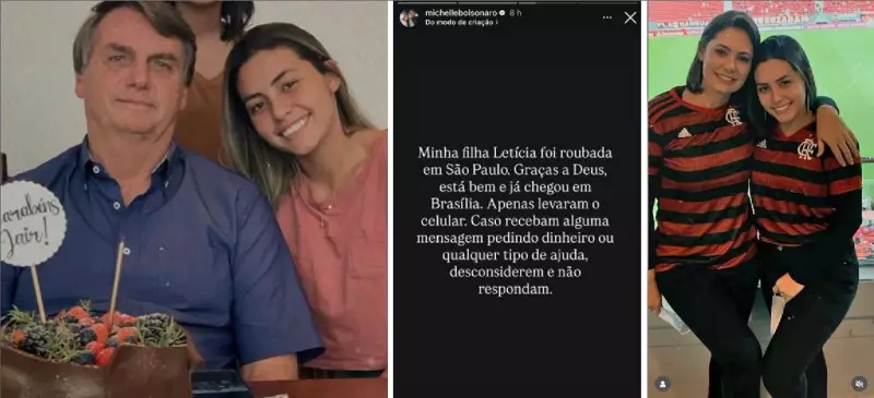 Celular de enteada de Bolsonaro é roubado em São Paulo; Michelle usa redes para relatar caso