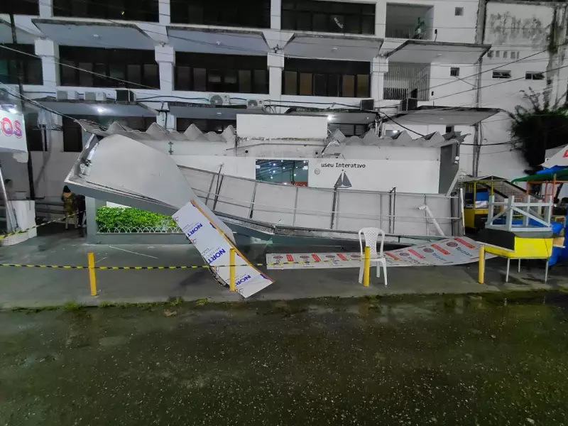 Estrutura do Memória de Nazaré desaba em Belém após forte chuva; veja imagens