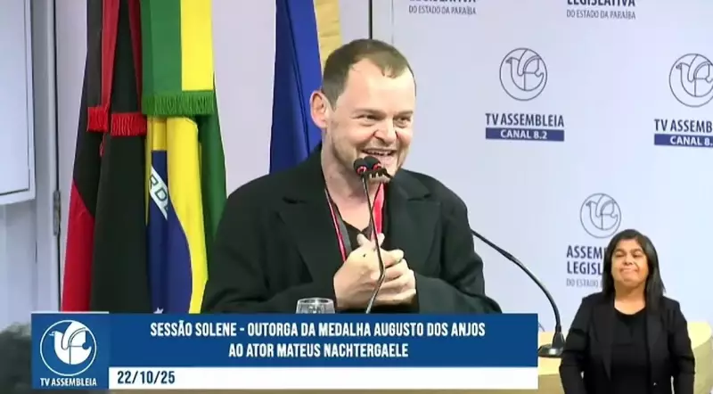 Matheus Nachtergaele Recebe Medalha Augusto dos Anjos na ALPB: Uma Homenagem à Trajetória no Cinema Brasileiro