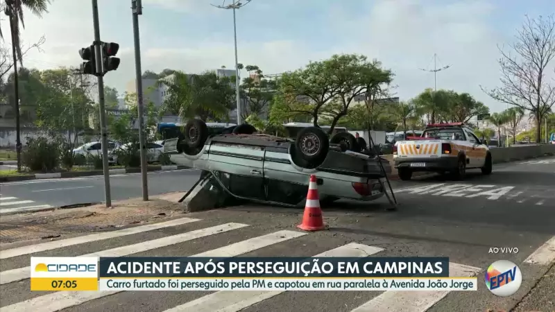 Perseguição Policial em Campinas Termina em Capotamento Espetacular de Carro Furtado