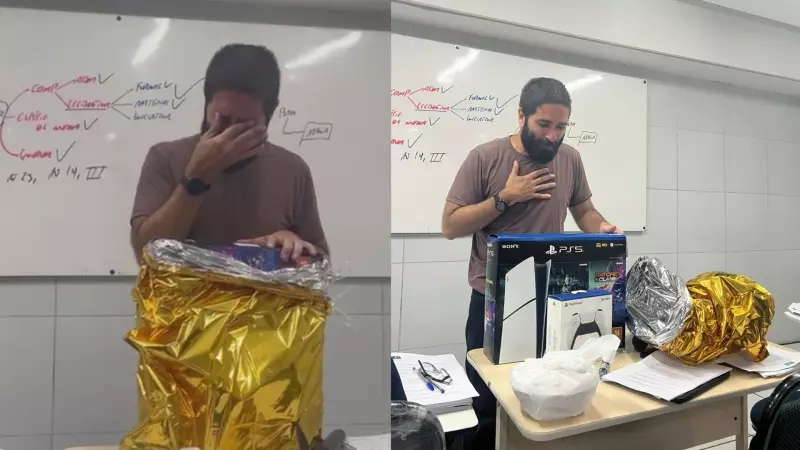 Professor emociona ao ganhar PlayStation 5 de alunos: 'Todo mundo tem uma criança dentro de si'
