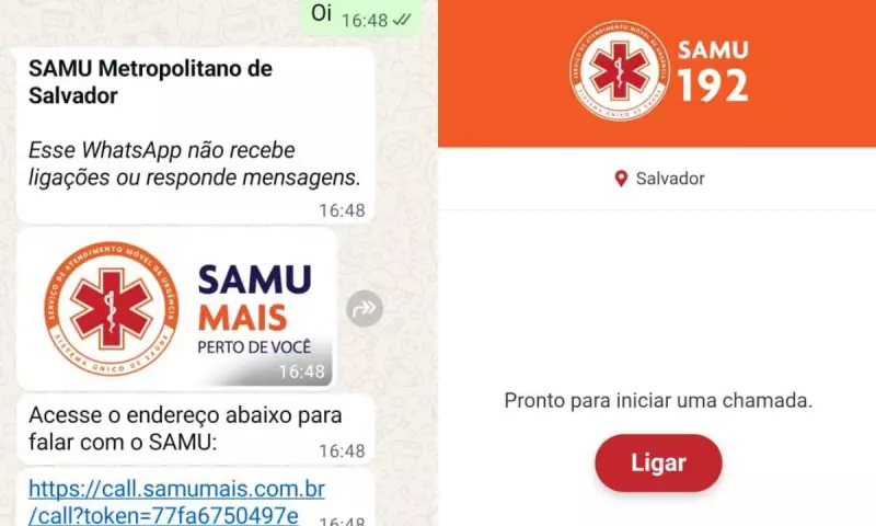Salvador inova: Agora é possível acionar o SAMU diretamente pelo WhatsApp