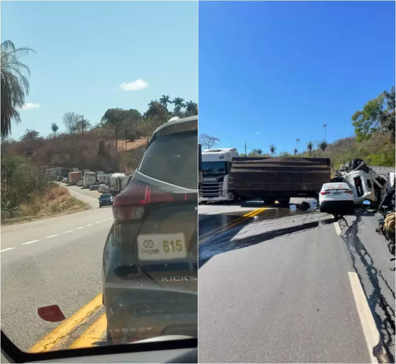 Tragédia na BR-381: Colisão entre Caminhões e Carro Mata Duas Pessoas e Interdita Rodovia na Grande BH