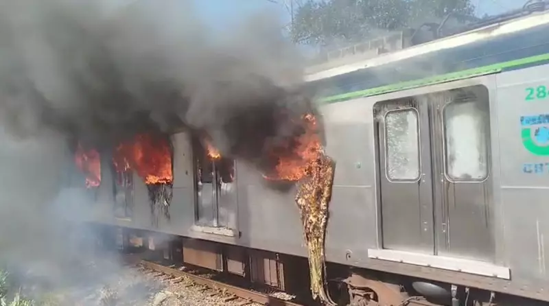 Trem do Metrô do Recife pega fogo e causa pânico entre passageiros; veja vídeo