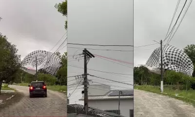 Balão cai em Eunápolis e causa pânico em área residencial; veja vídeo