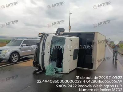 Caminhão Tomba na Washington Luís: Motorista Fica Ferido em Acidente Grave em Cordeirópolis
