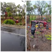 Caminhonete capota na BR-365 e deixa quatro feridos: SAMU socorre vítimas em MG