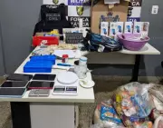 Casal preso no MT usa mochila de criança para esconder drogas e animal silvestre morto