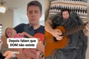 Pai transforma momento com bebê em viral: 'dupla musical' encanta as redes com serenata de mentirinha