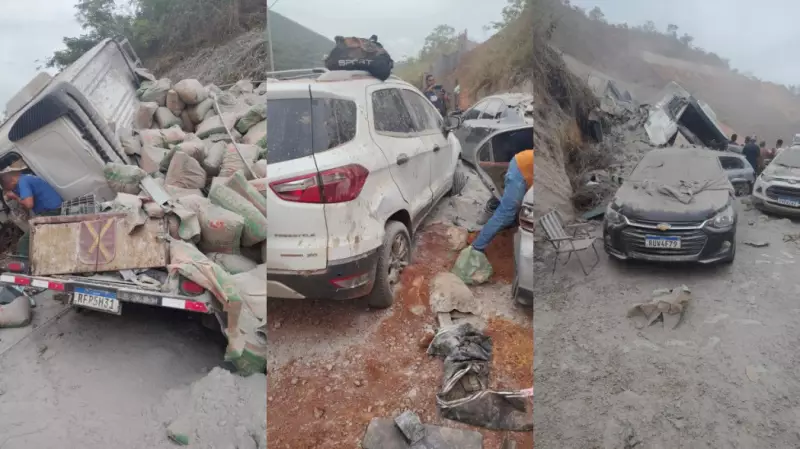 Caminhão de cimento tomba e causa caos na Fernão Dias: tráfego paralisado e feridos