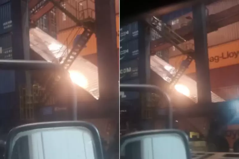 CONTAINER DESEQUILIBRA durante manobra no Porto de Santos; VÍDEO registra momento de tensão