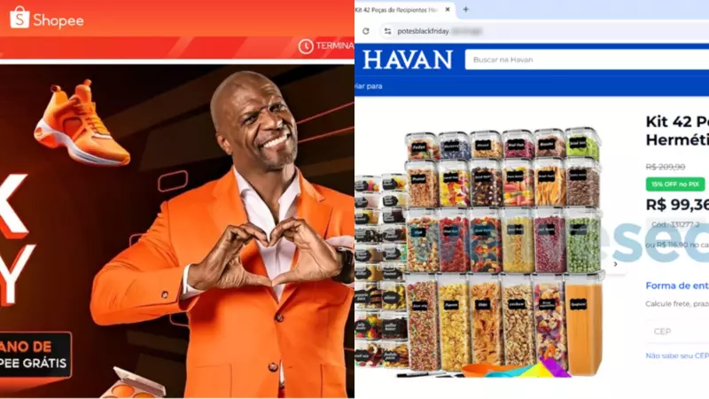Golpistas criam lojas falsas da Shopee e Havan para Black Friday