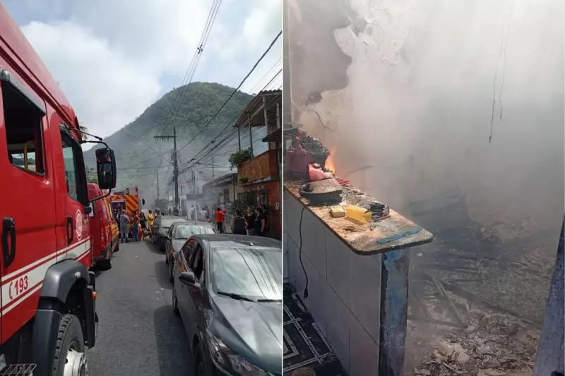 Incêndio destrói telhado de residência no litoral de SP; bombeiros controlam chamas