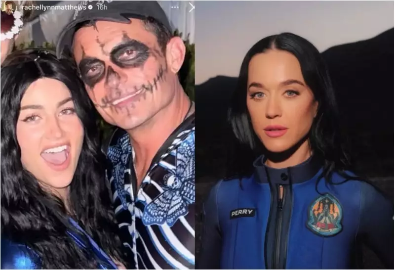 Orlando Bloom posa com atriz fantasiada de Katy Perry no Halloween