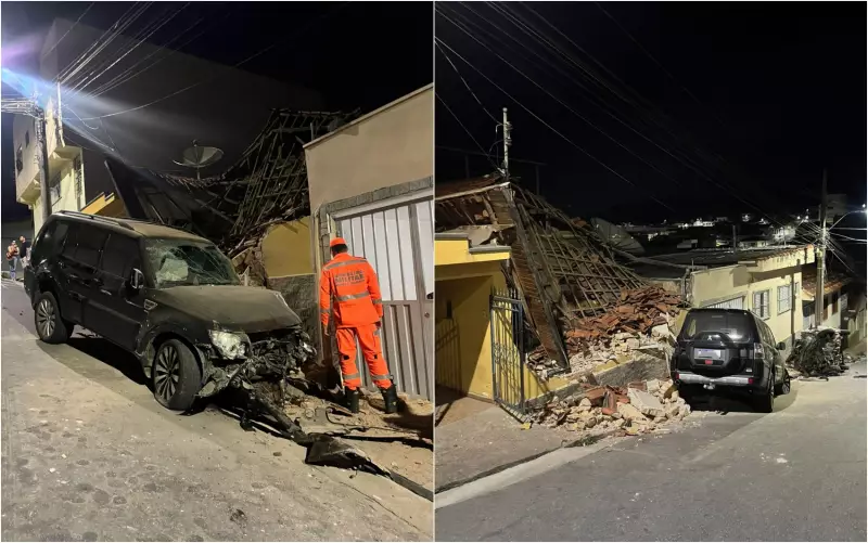 Pajero perde controle e destrói casa em Pouso Alegre: 2 ilesos