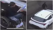 Homem em cadeira de rodas é preso por furtar placas de carro em Fortaleza; veja o vídeo