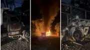 Incêndio de Grandes Proporções Consome Ônibus e Caminhão em Lavrinhas, SP | Vídeo Impressionante
