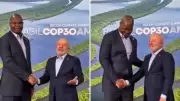 Lula dá 'pulinho' para cumprimentar presidente de Moçambique na COP30