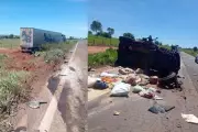 Mulher morre em acidente entre carreta e caminhonete na MS-040