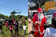 Papai Noel chega de helicóptero e distribui presentes em aldeia de MS
