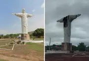 Temporal decapita estátua do Cristo Redentor no Tocantins: veja imagens do estrago