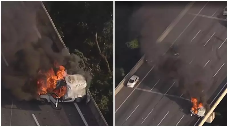 Acidente com 4 veículos e carro em chamas interdita Bandeirantes em SP