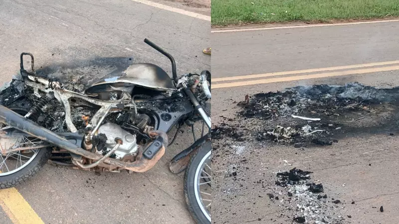 Moto pega fogo após tocar em fio de alta tensão caído no Piauí
