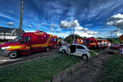 Acidente entre carreta e carro de app fere 4, incluindo criança, em Campo Grande