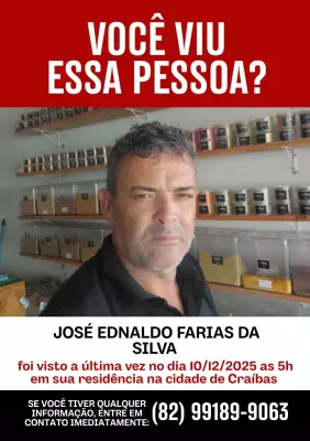 Agricultor de 52 anos desaparece em Craíbas após consulta médica em Arapiraca