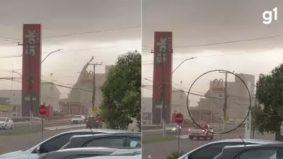 Vento derruba estátua da Havan em Guaíba durante temporal severo