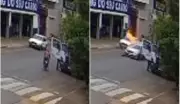 Adolescente foge de abordagem, bate em carro e moto explode em SP