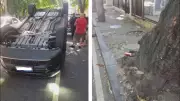 Homem de 59 anos se fere após carro capotar na Zona Norte do Rio