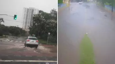 Chuva de 40 mm alaga Rio Claro e Defesa Civil resgata casal em carro ilhado