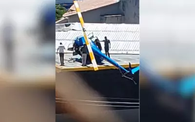 Helicóptero tomba em frigorífico de Goiânia; proprietário diz ser marketing