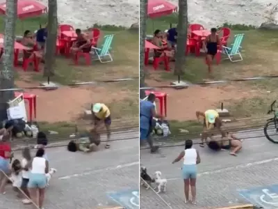 Homem agride mulher em Itanhaém, SP; testemunhas reagem e espancam agressor