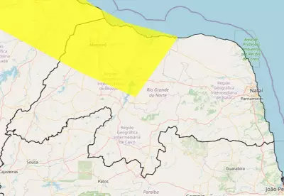 Inmet emite alerta amarelo de chuva para 28 municípios do Rio Grande do Norte