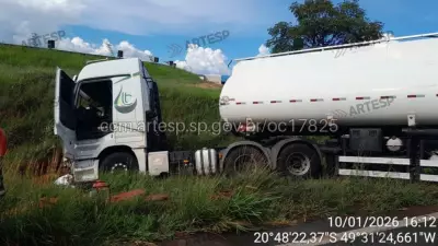 Motorista morre atropelado após acidente com carreta na SP-310 em Mirassol
