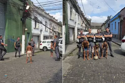 PMs jogam altinha com crianças em Santos durante ação comunitária