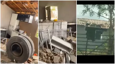 Pneu de caminhão se desprende e destrói cozinha de casa em Morada Nova, Ceará