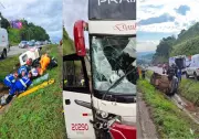 Ambulância é arremessada da pista após colisão com ônibus na BR-262, em Juatuba