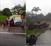 Ônibus tomba na BR-356 em Itaperuna: cerca de 25 feridos são socorridos