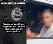 Picape argentina com quase o dobro de ocupantes é flagrada em rodovia de SC