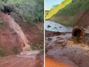 Rompimento de adutora por erosão causa vazamento de água em rodovia de Indaiatuba