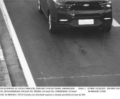 Campinas registra 9,3 mil multas por excesso de velocidade acima de 50% em 2025