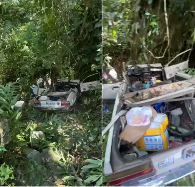 Casal fica gravemente ferido após carro bater em rocha na Serra Velha de Petrópolis