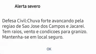 Defesa Civil emite 'alerta severo' para temporal com raios e granizo em cidades do Vale do Paraíba