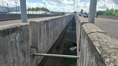 Homem morre ao ser arremessado de viaduto no RS após parar para fechar capô do veículo