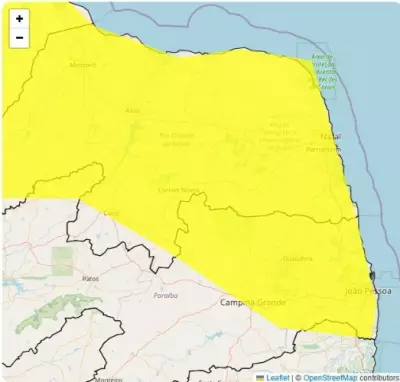 Inmet renova alerta amarelo para chuvas intensas em 103 cidades da Paraíba