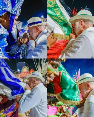 Lula cumprimenta escolas de samba no Sambódromo e enfrenta críticas por homenagem da Acadêmicos de Niterói